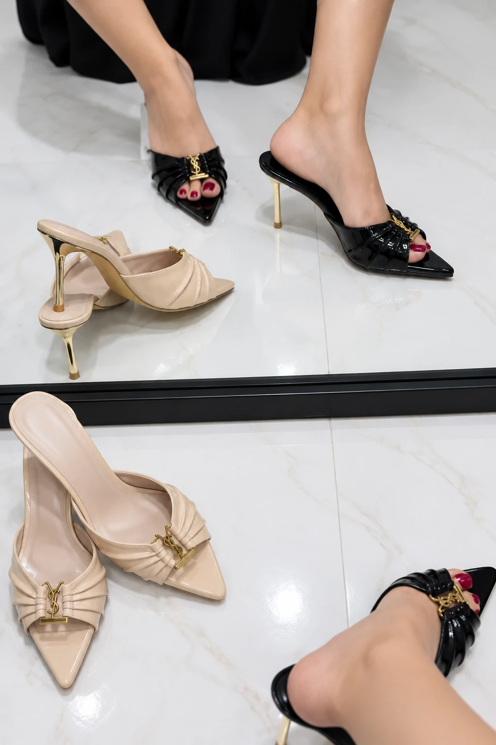 صندل ysl کرمی و مشکی